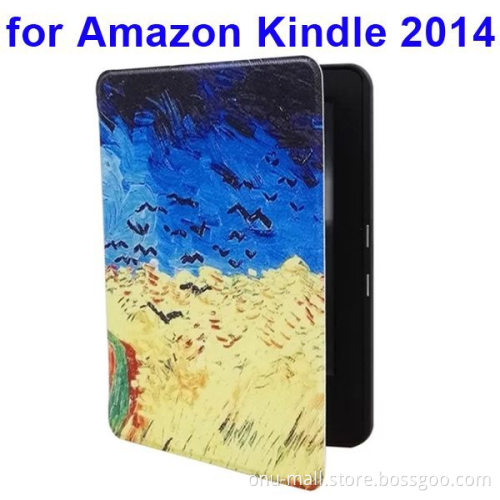 Various Designs Color Painting Leather Cover Case for Amazon Kindle 2014